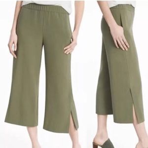 White House Black Market Olive Wide Leg Crop Pants